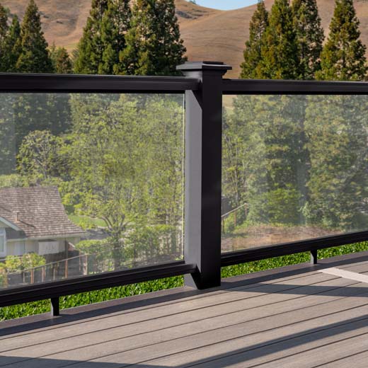 composite rail with a glass infill